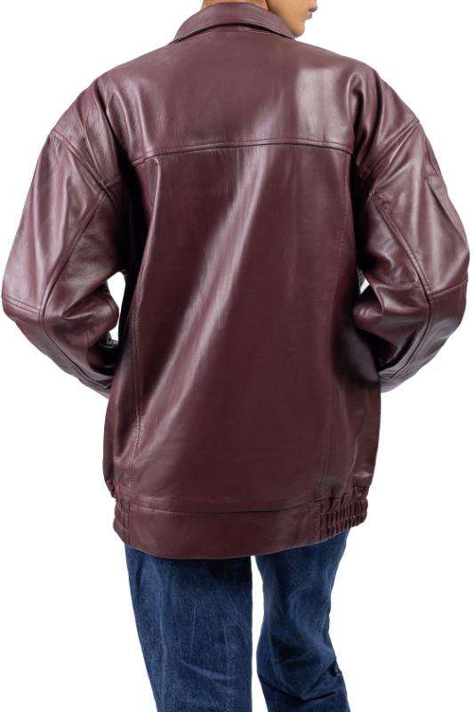 Womens Oversized Burgundy Leather Jacket