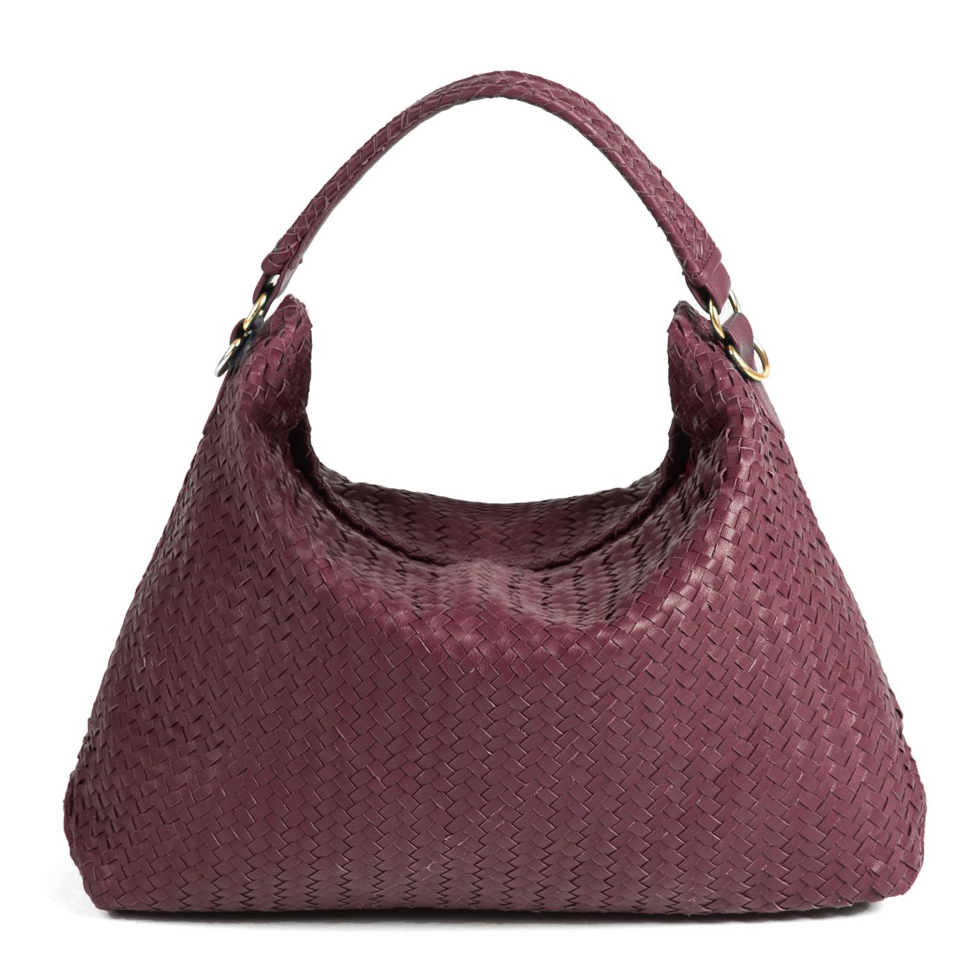 Handmade Woven Burgundy Leather Bag – Original Design