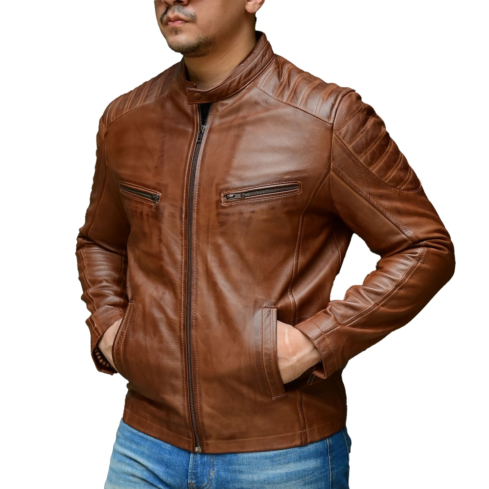 Jild Biker Style Cafe Racer Vintage Look Motorcycle Jacket