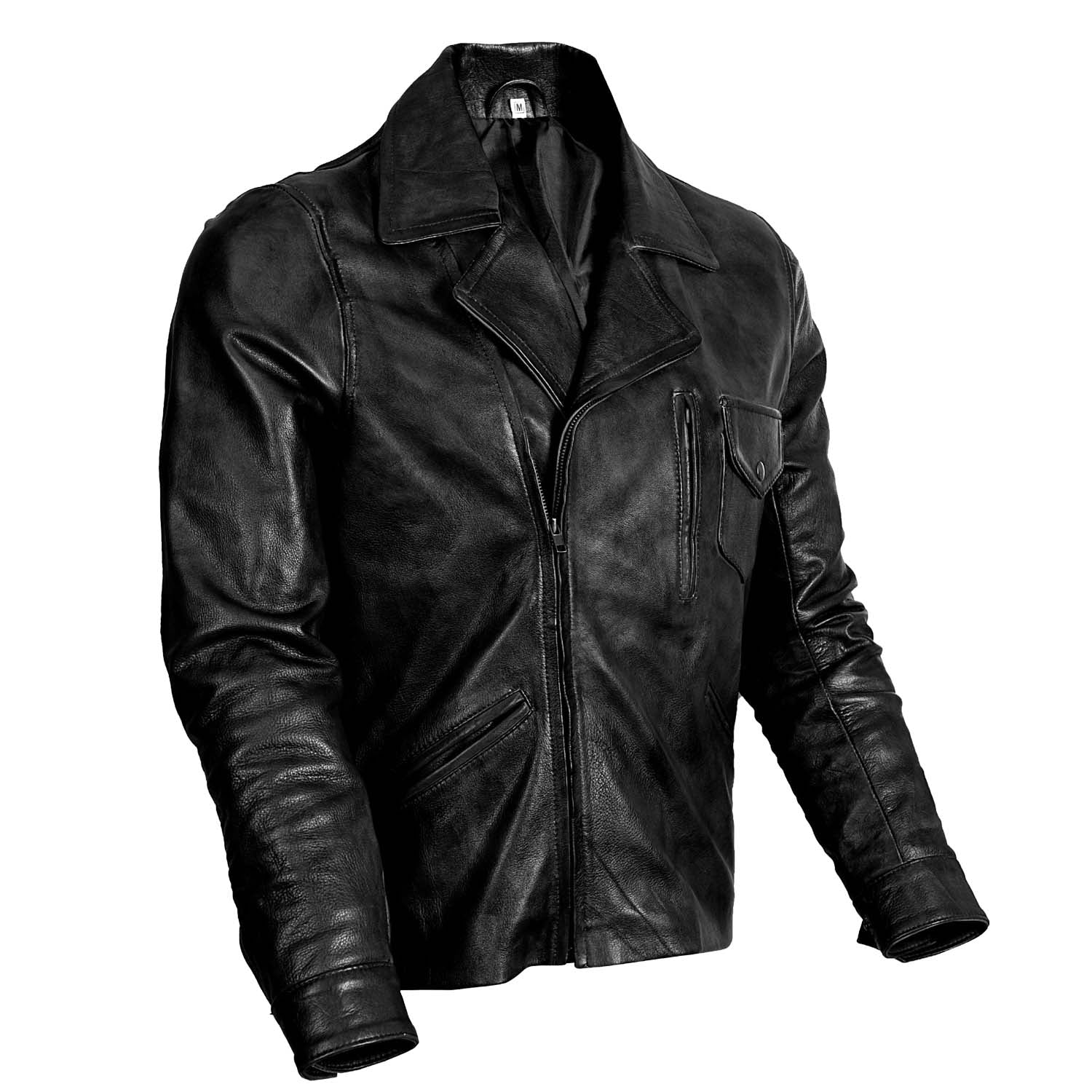 Mens Captain America Biker Black Leather Jacket