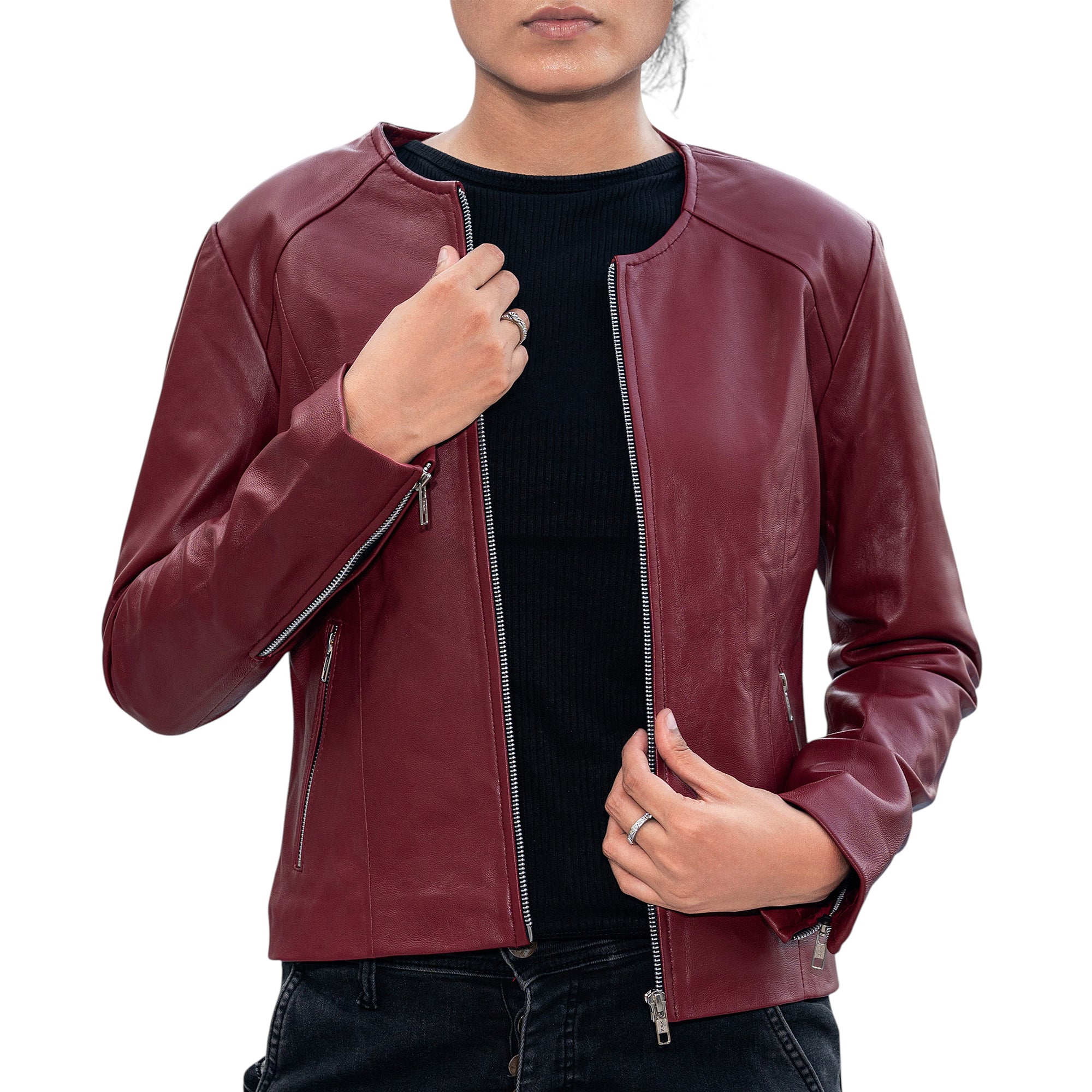 Womens Basic Everyday Leather Jacket