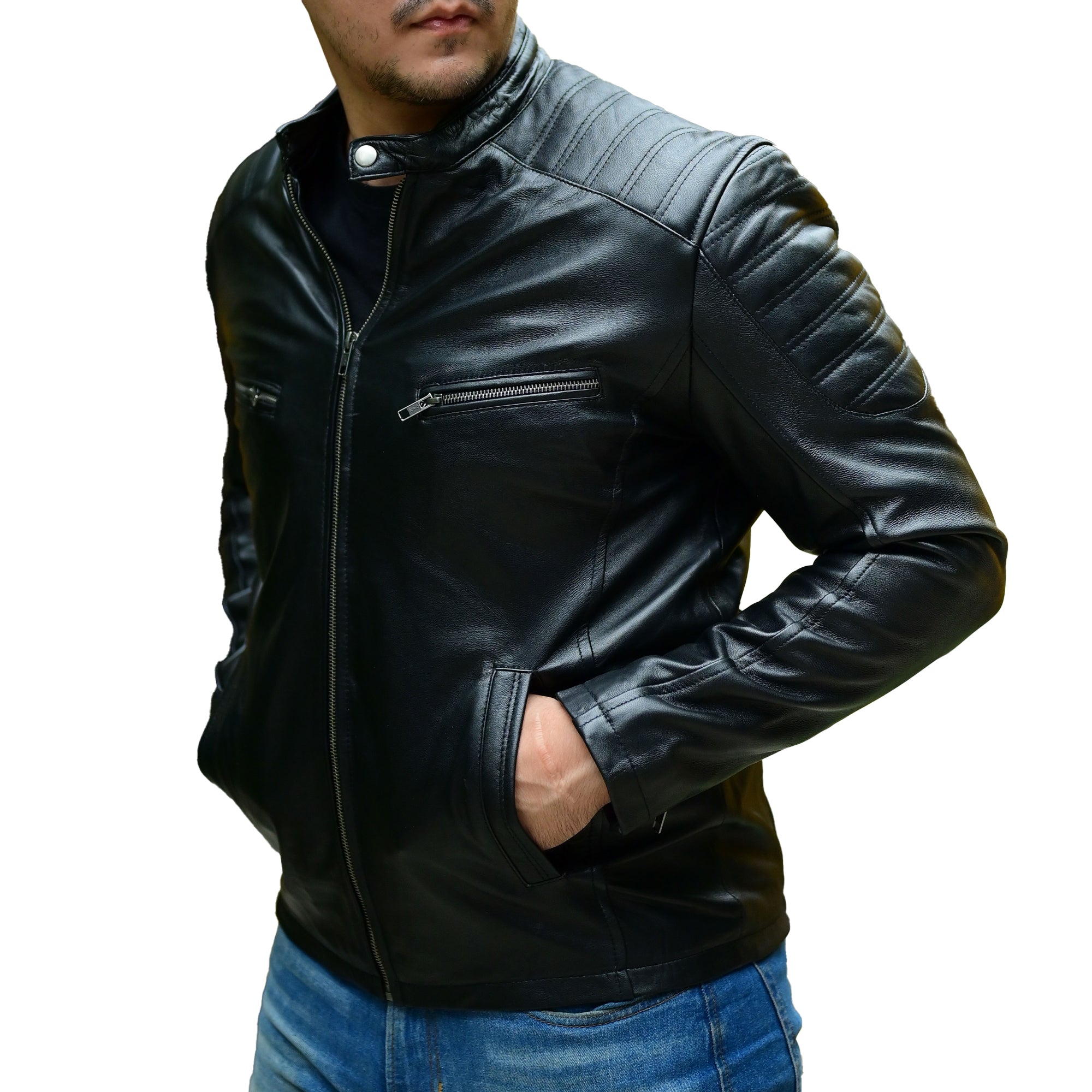 Jild Cafe Racer Vintage Look Motorcycle Jacket – Tan Leather