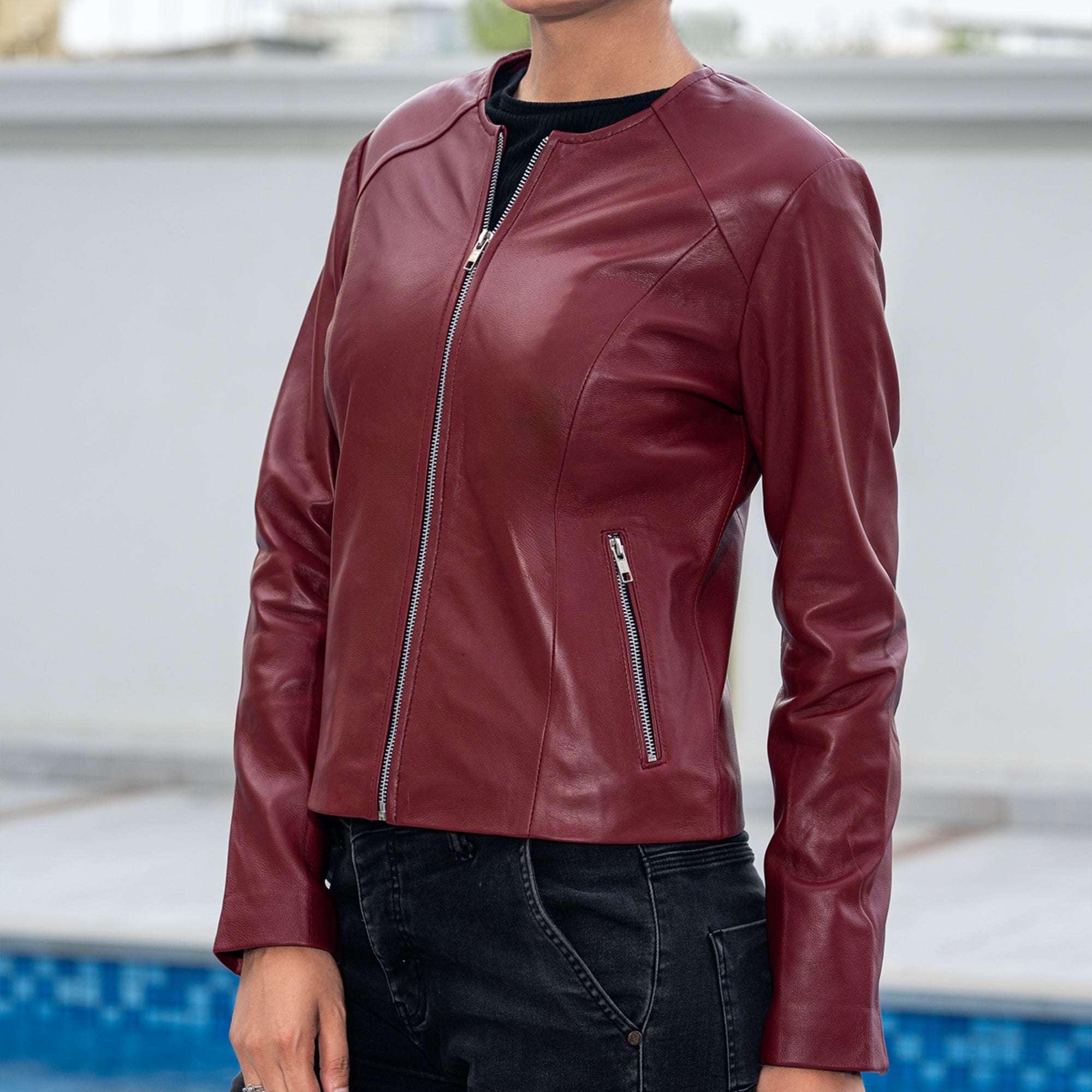 Womens Basic Everyday Leather Jacket