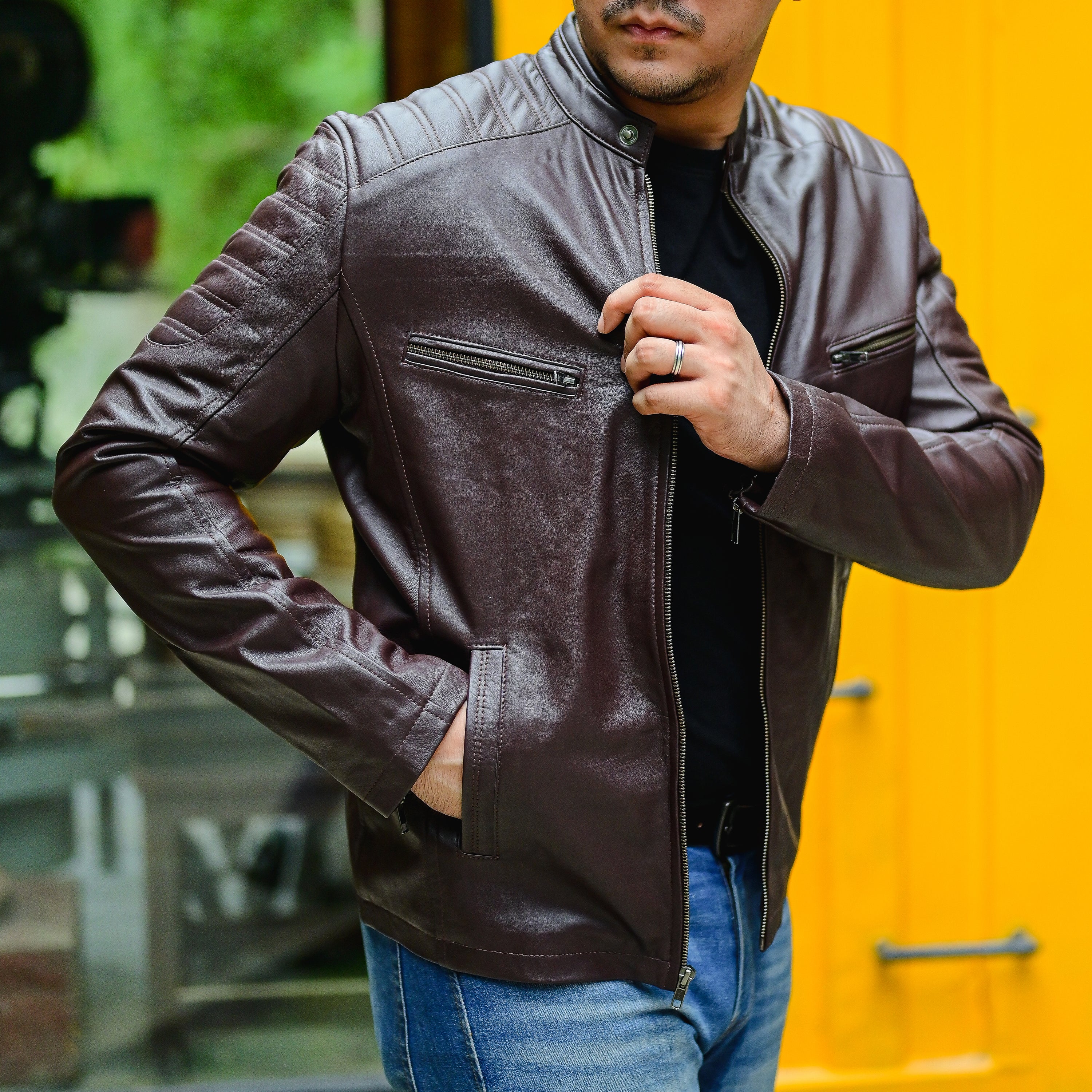 Jild Biker Style Cafe Racer Vintage Look Motorcycle Jacket