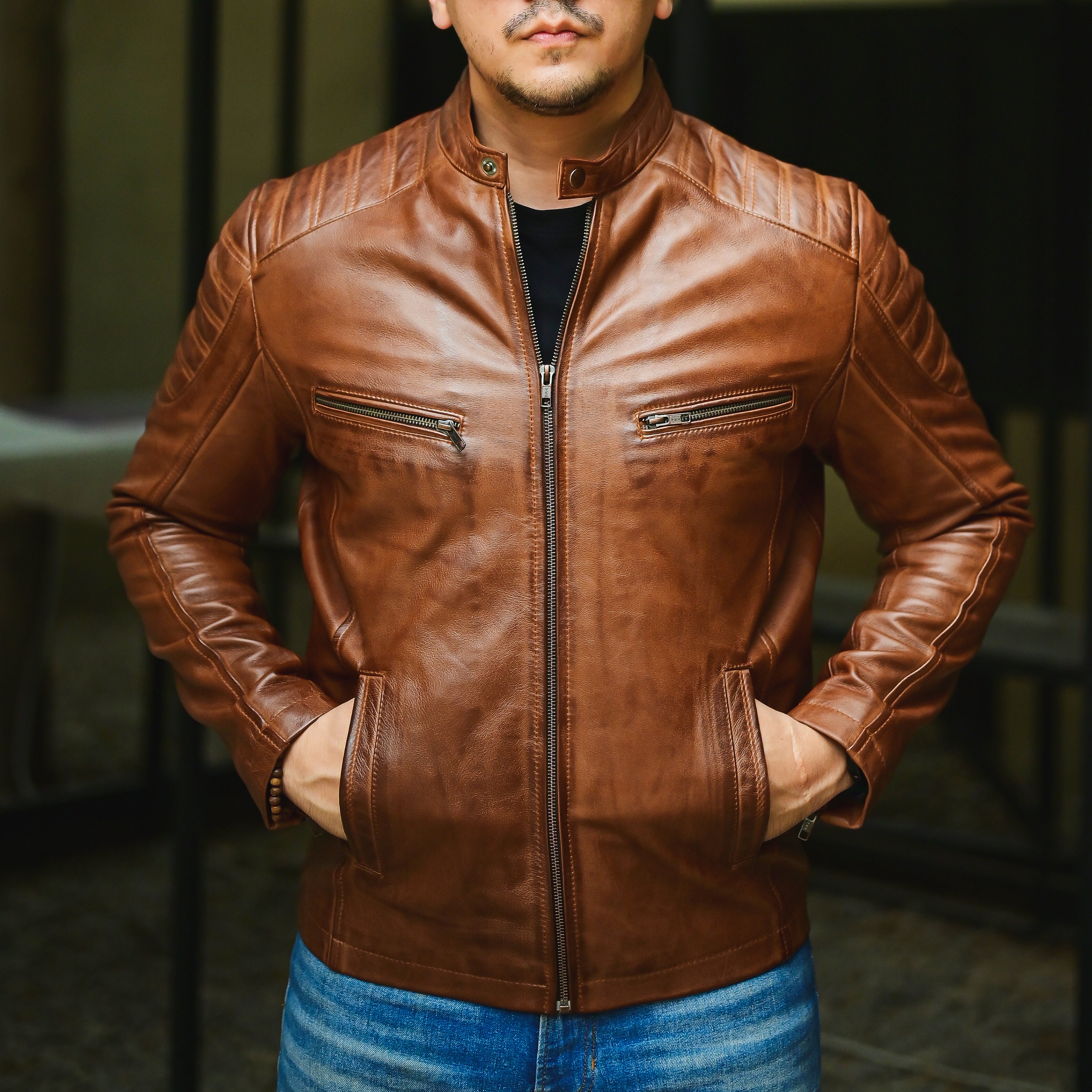 Jild Biker Style Cafe Racer Vintage Look Motorcycle Jacket