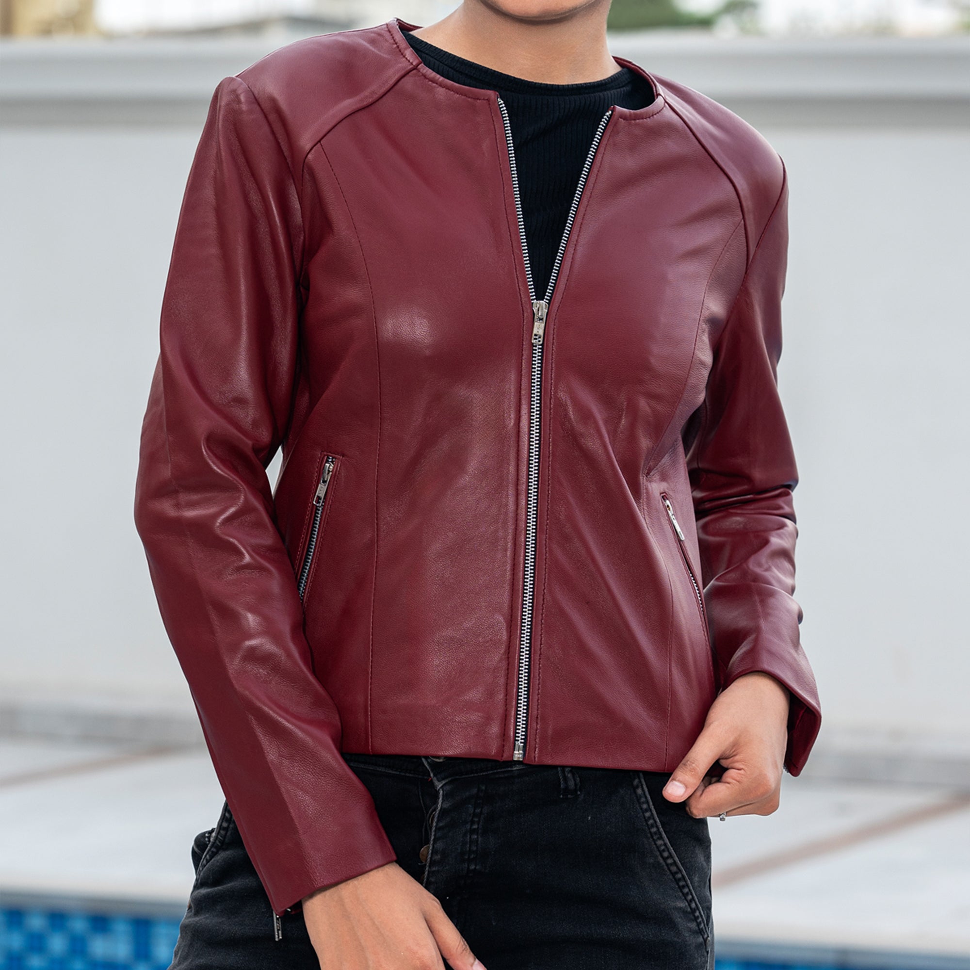 Womens Basic Everyday Leather Jacket