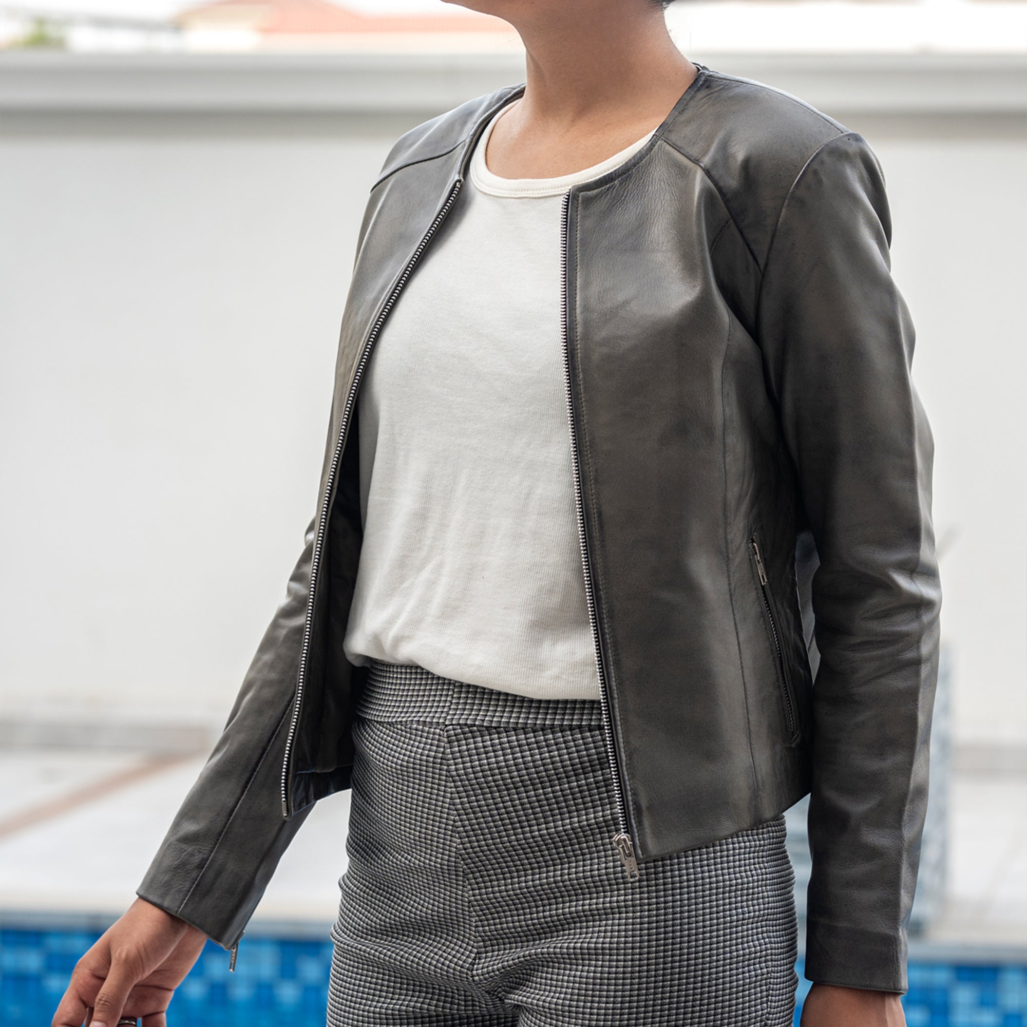 Womens Basic Everyday Leather Jacket
