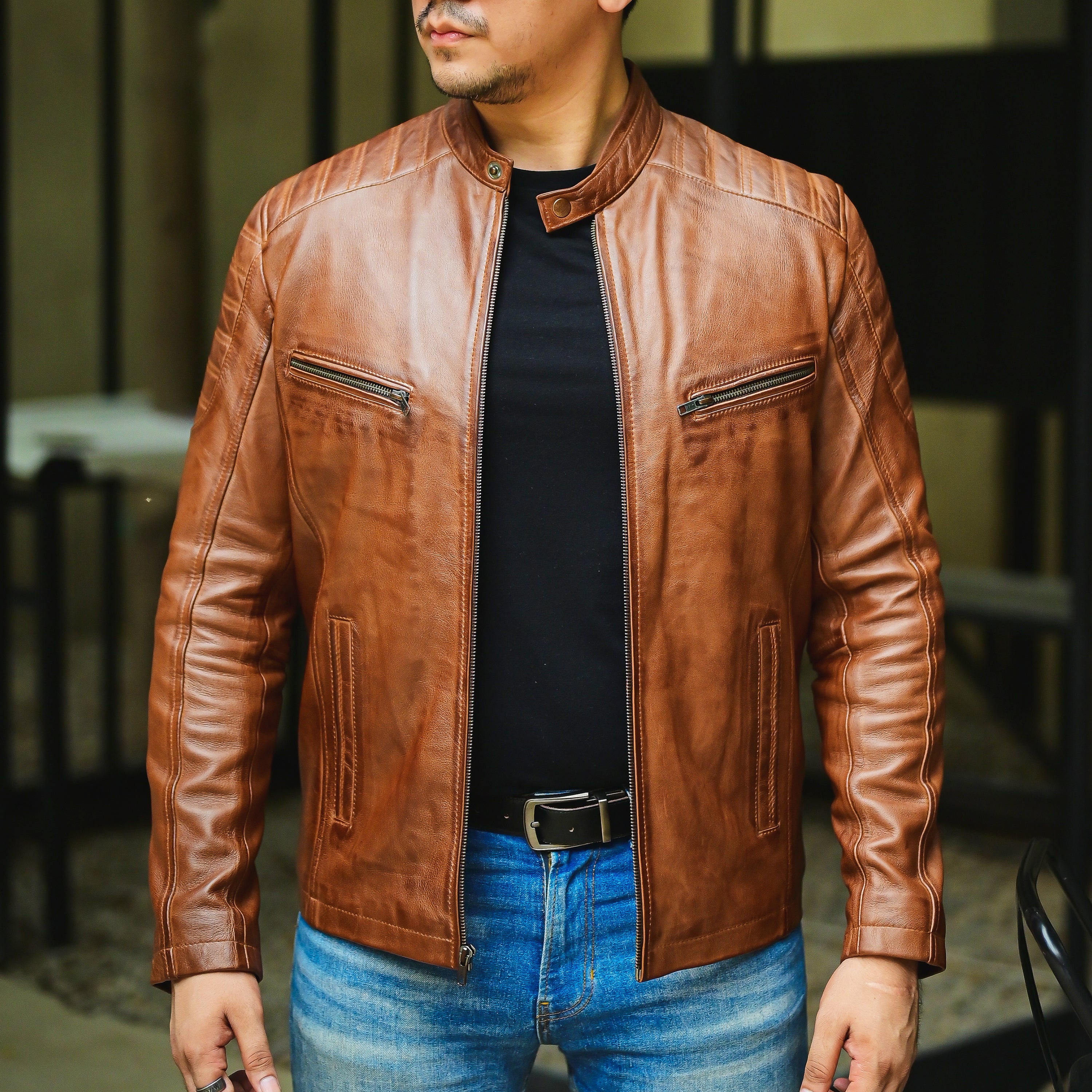 Jild Biker Style Cafe Racer Vintage Look Motorcycle Jacket