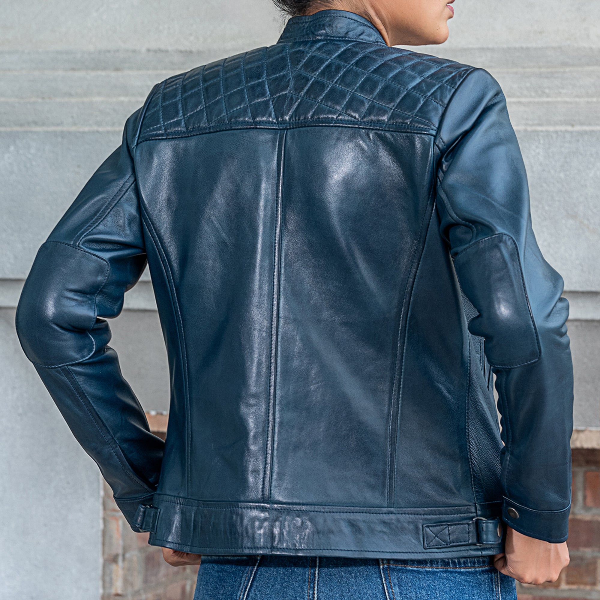 Women’s Quilted Lambskin Leather Jacket Cafe Racer Style