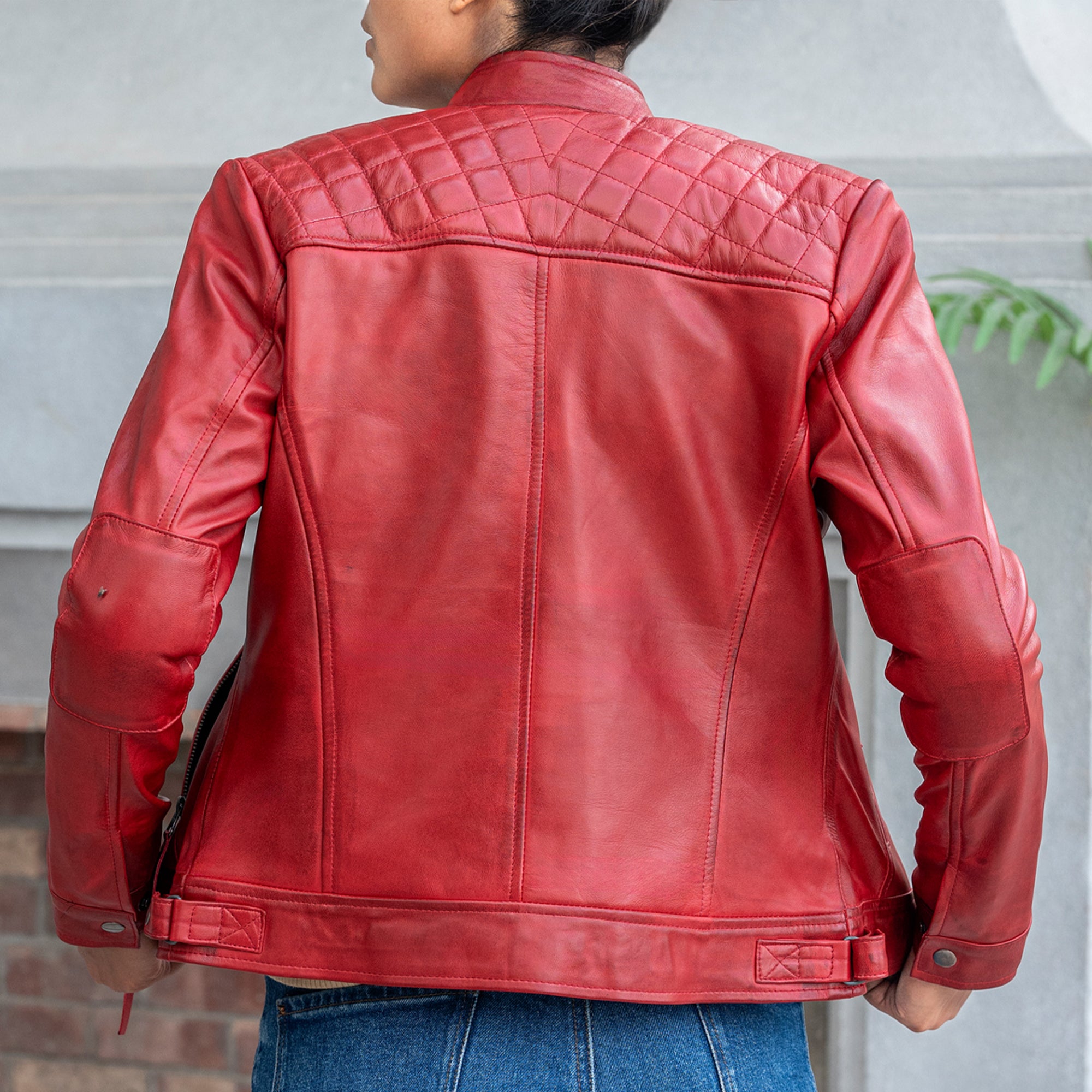 Women’s Quilted Lambskin Leather Jacket Cafe Racer Style