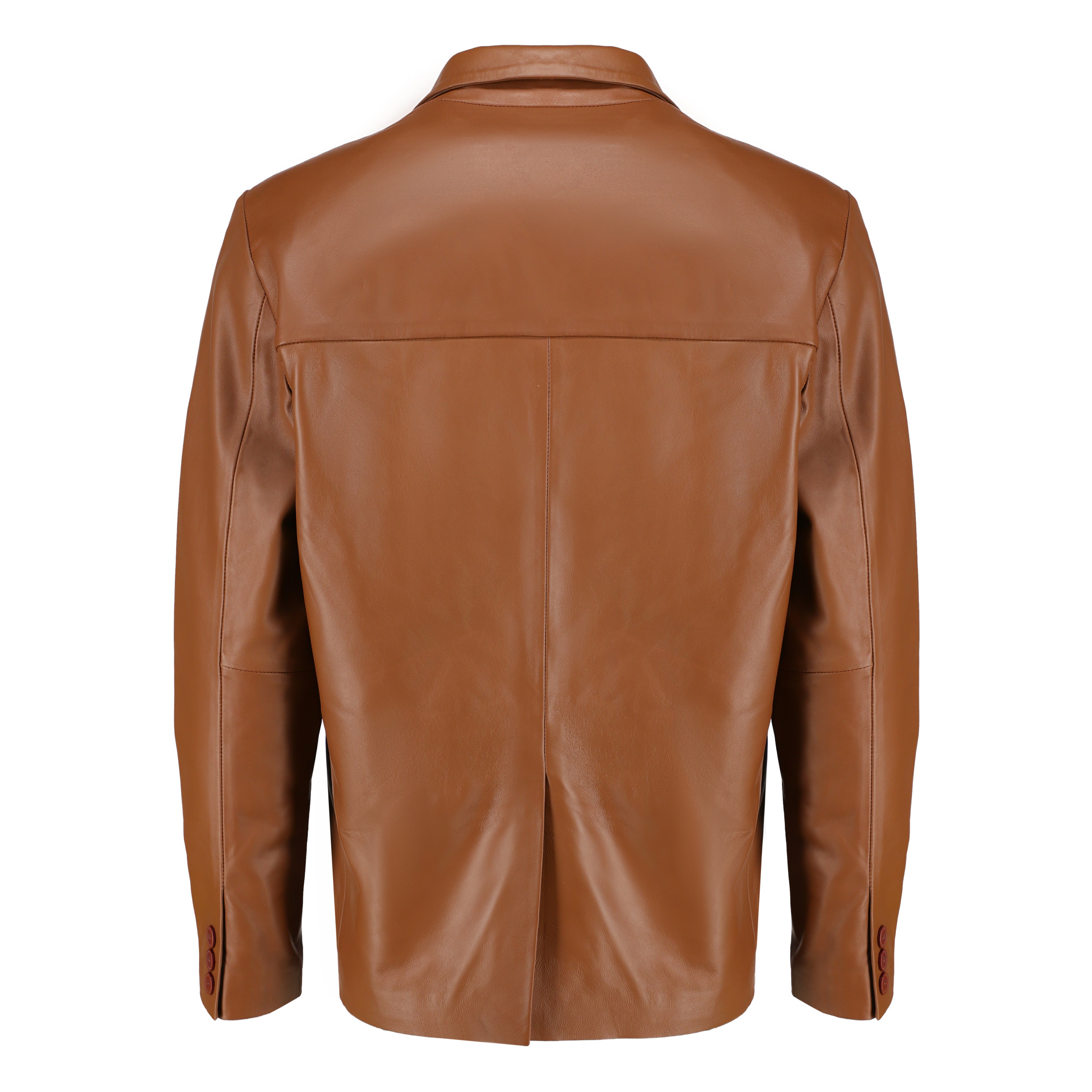 Casual Men's Leather Blazer with Seamless Invisible Stitching
