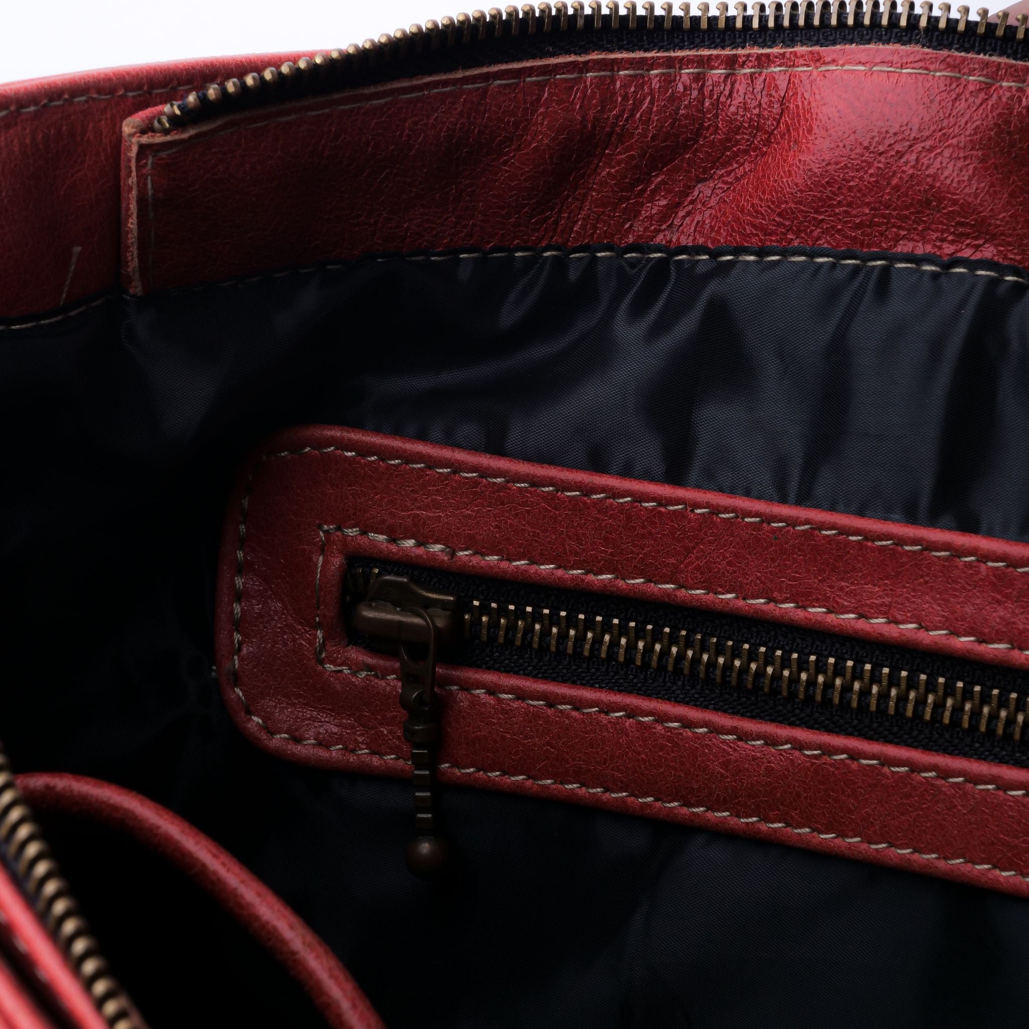 Everyday Womens Candy Red Leather Zipper Tote Bag