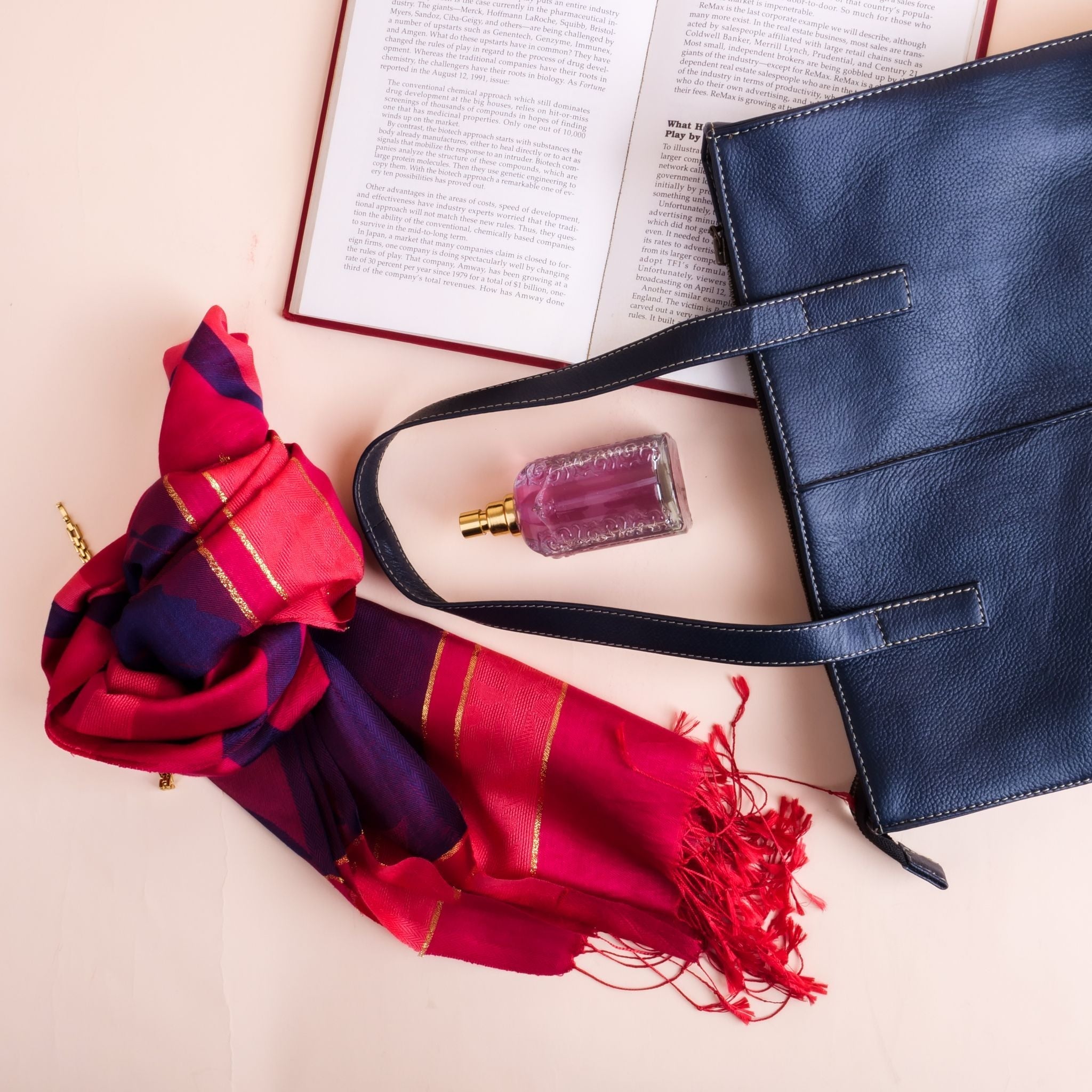 Everyday Womens Midnight Blue Leather Zipper Tote Bag