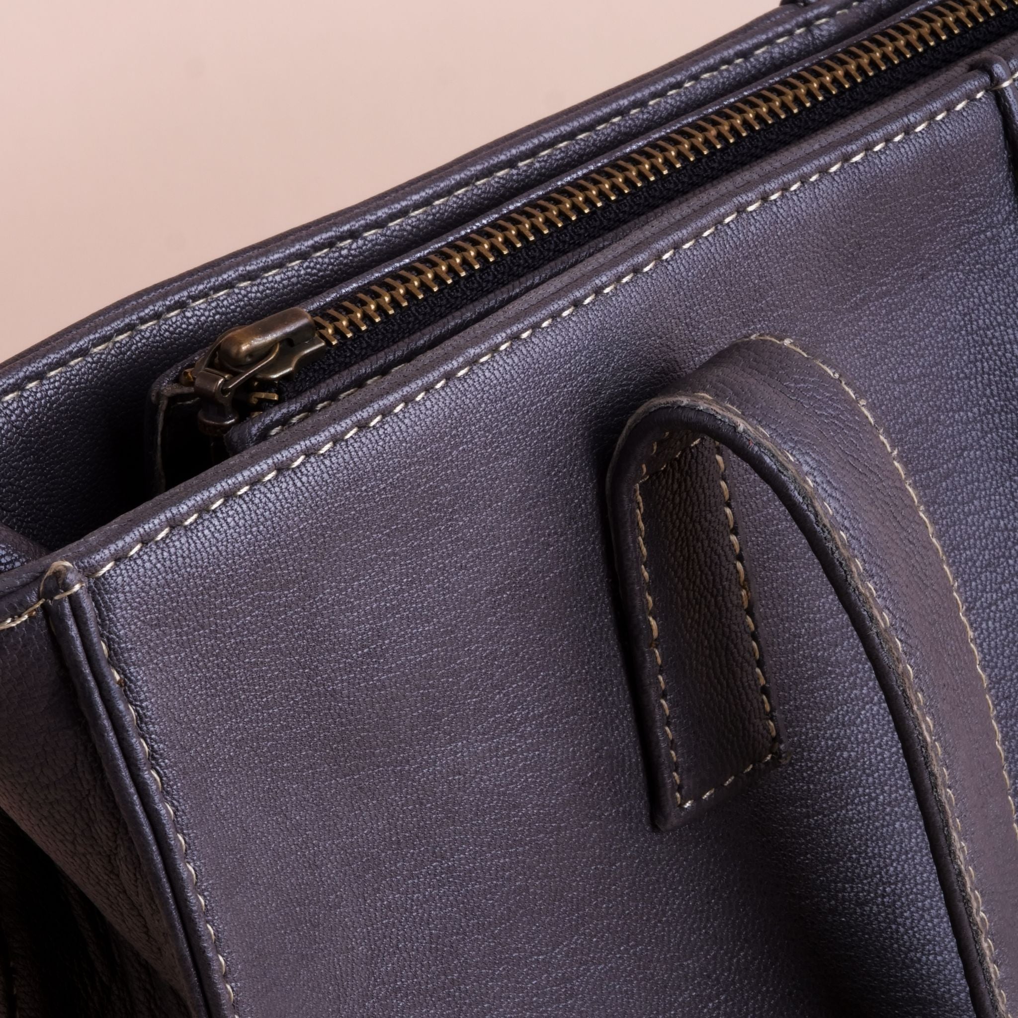 Everyday Womens Midnight Blue Leather Zipper Tote Bag