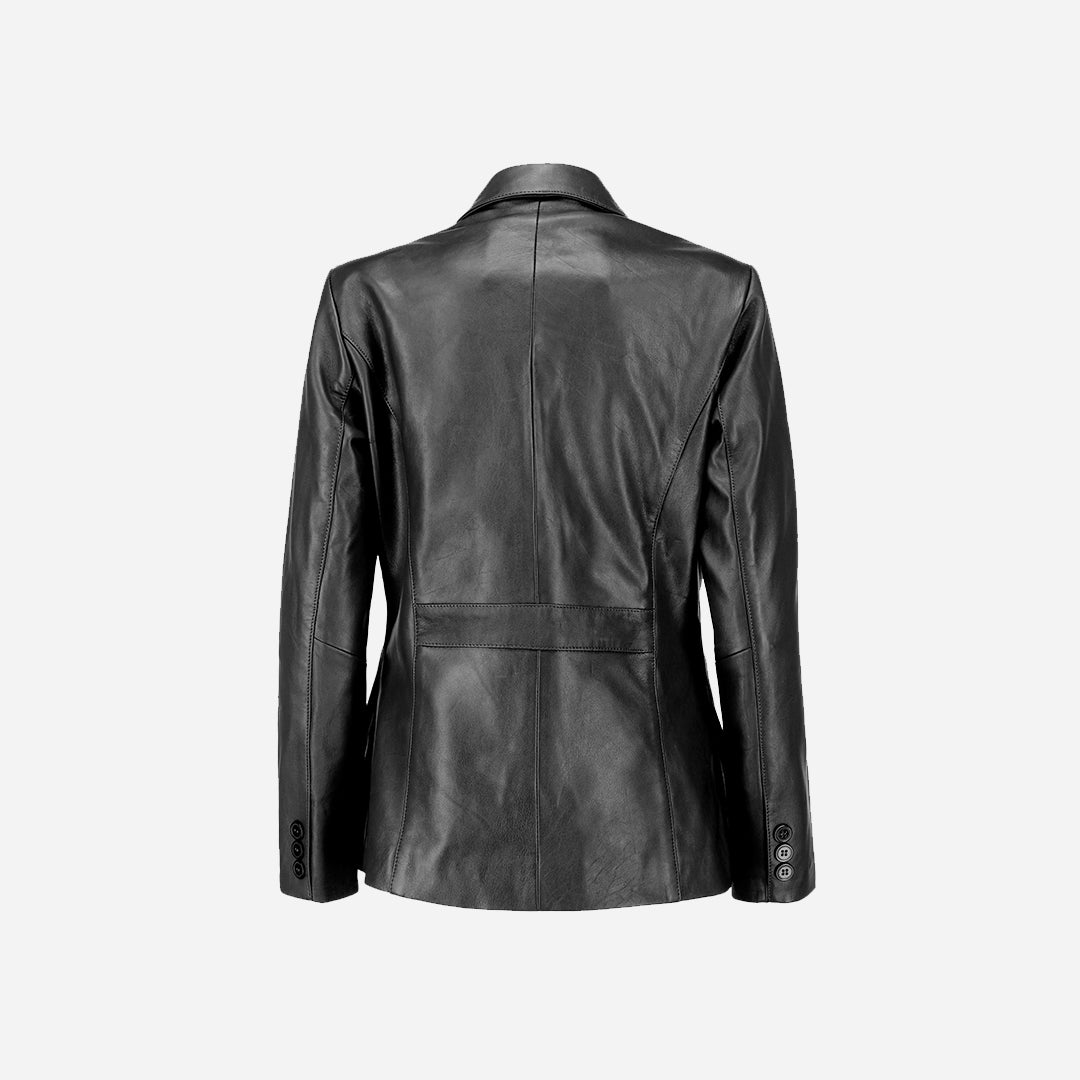 Womens Jild Classic Lambskin Black Leather Blazer