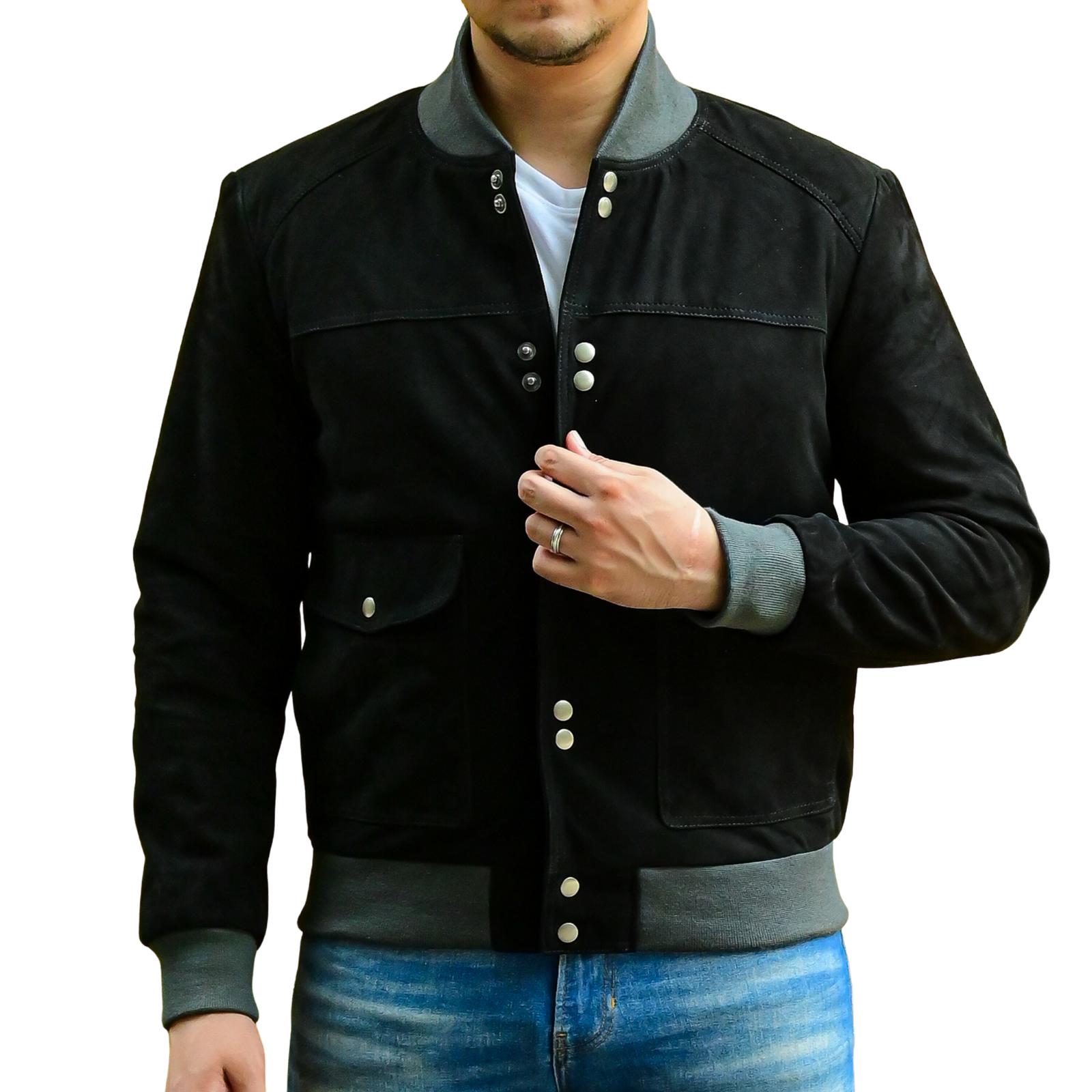 Jild Varsity Letterman Real Suede Leather Bomber Jacket Men