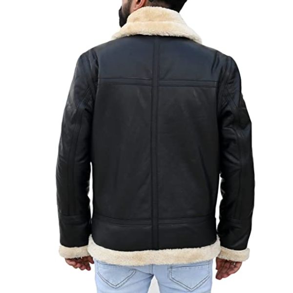 Mens B3 Bomber Shearling Black Leather Jacket