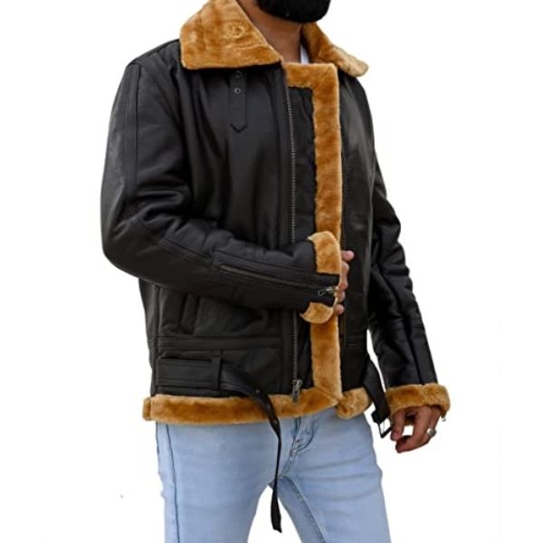 Mens B3 Bomber Shearling Brown Leather Jacket