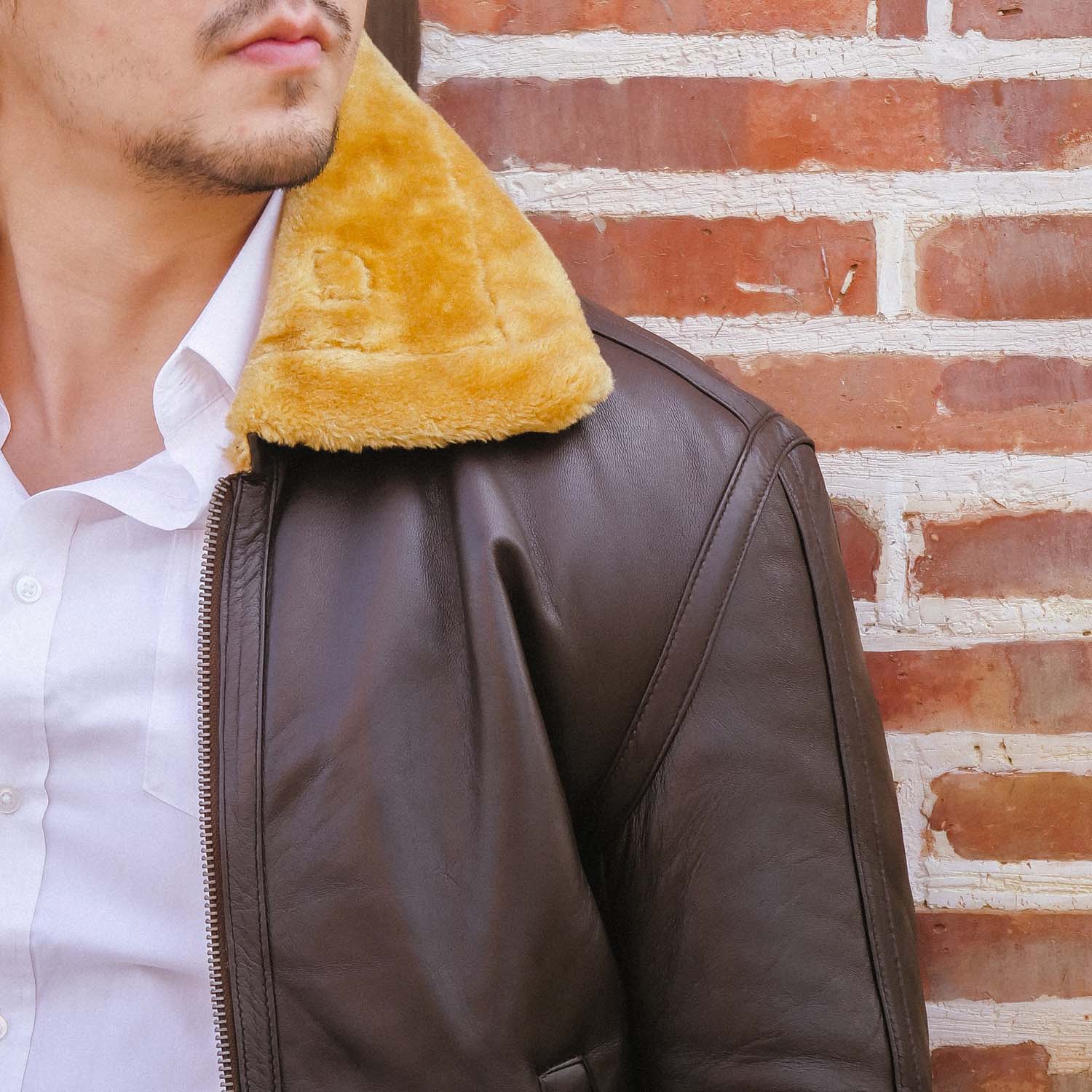 Mens B3 Bomber Shearling Brown Leather Jacket