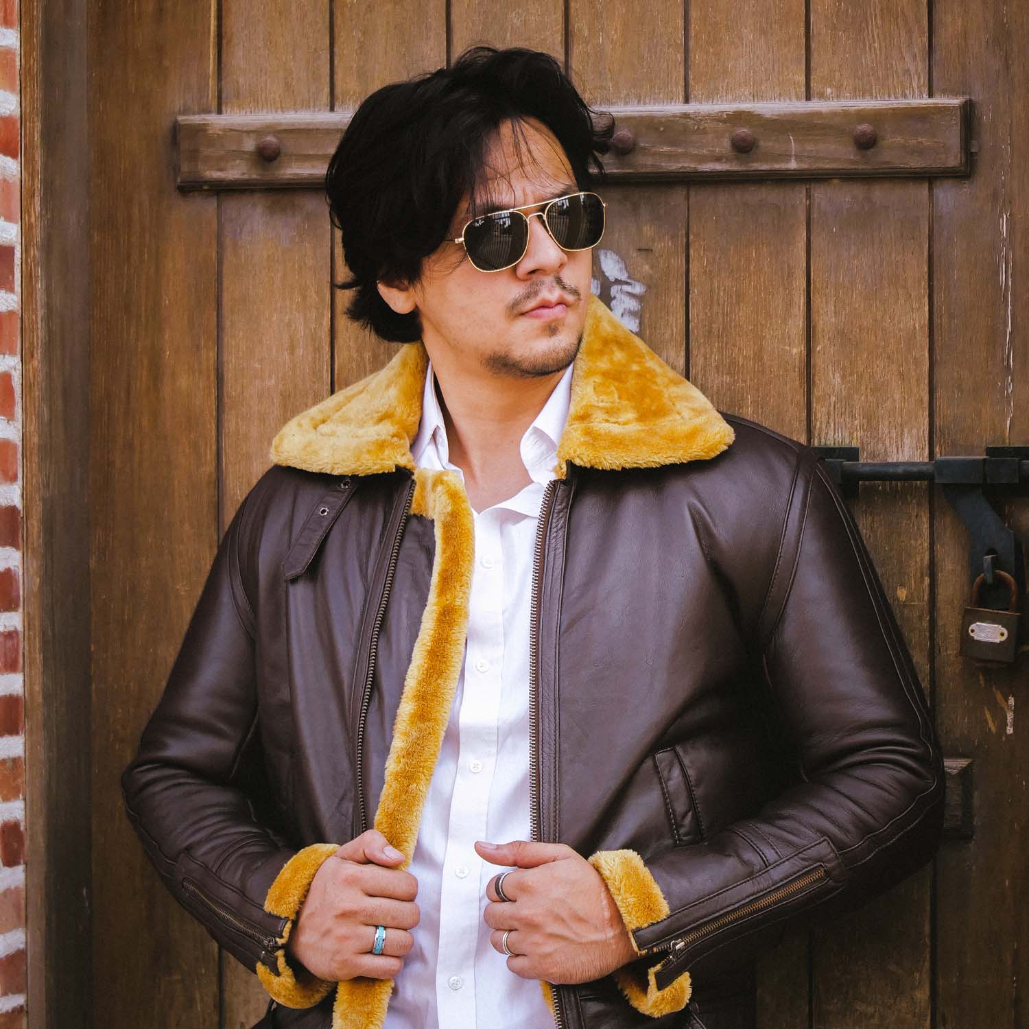 Mens B3 Bomber Shearling Brown Leather Jacket
