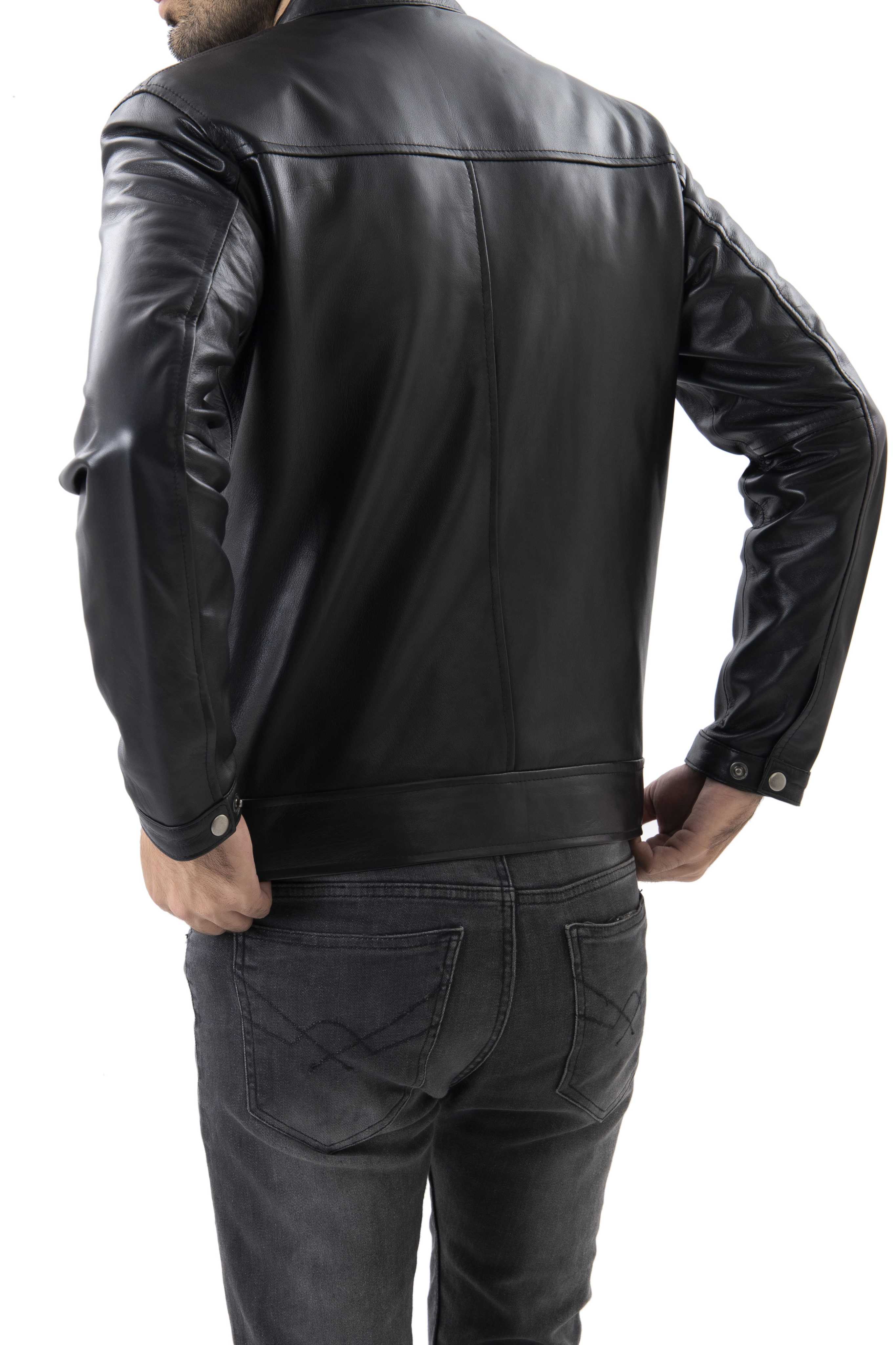 Mens Pure Sheep Leather Zipper Jacket