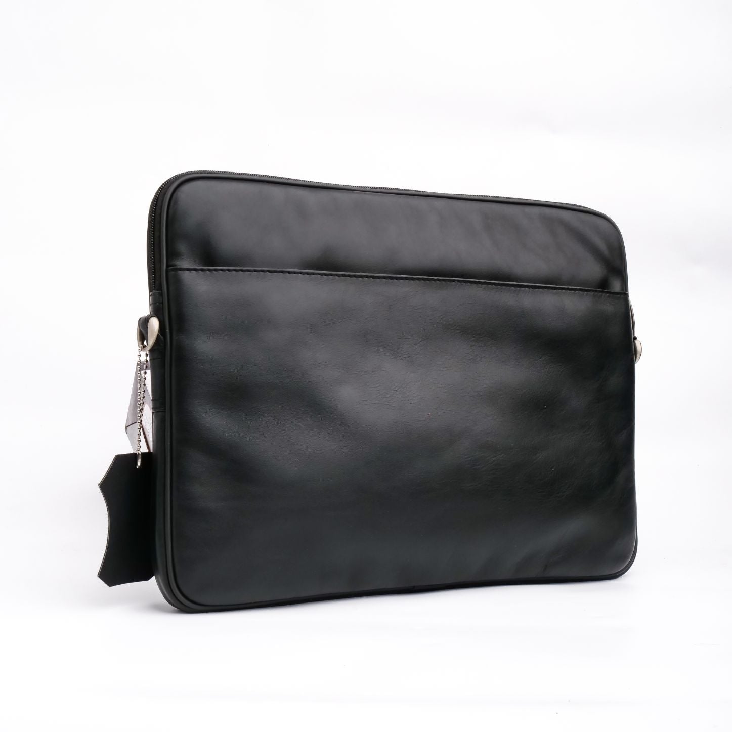 The Folio Sleek Slim Black Leather Laptop Bag