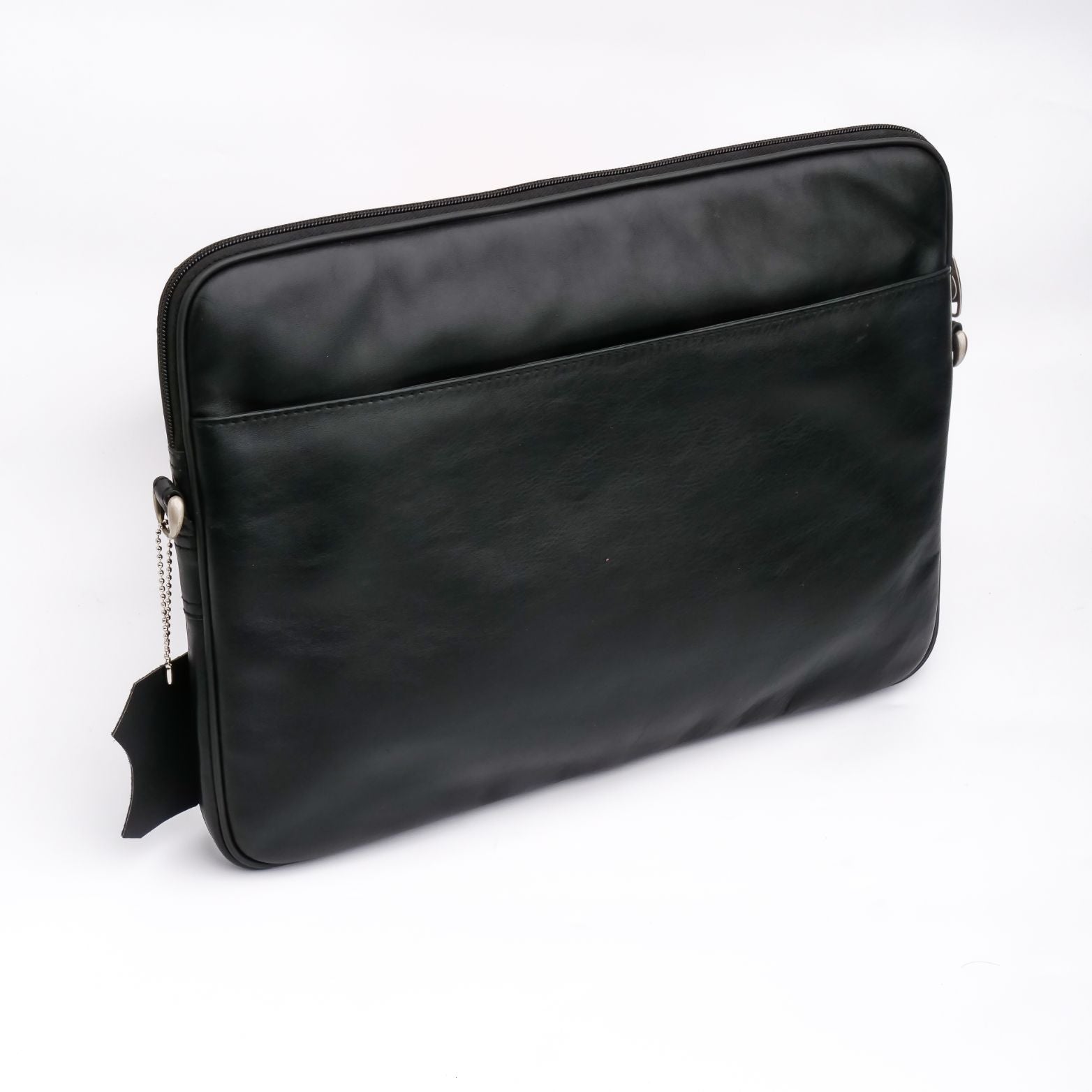The Folio Sleek Slim Black Leather Laptop Bag