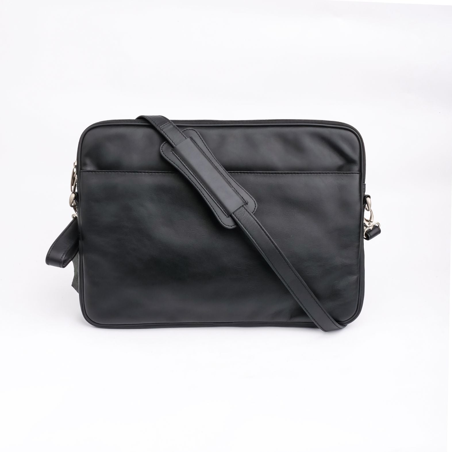 The Folio Sleek Slim Black Leather Laptop Bag