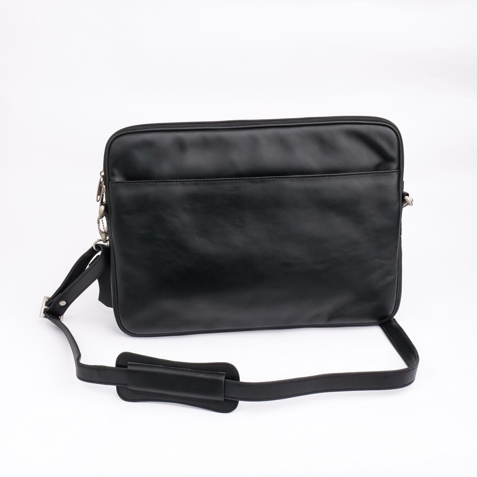 The Folio Sleek Slim Black Leather Laptop Bag