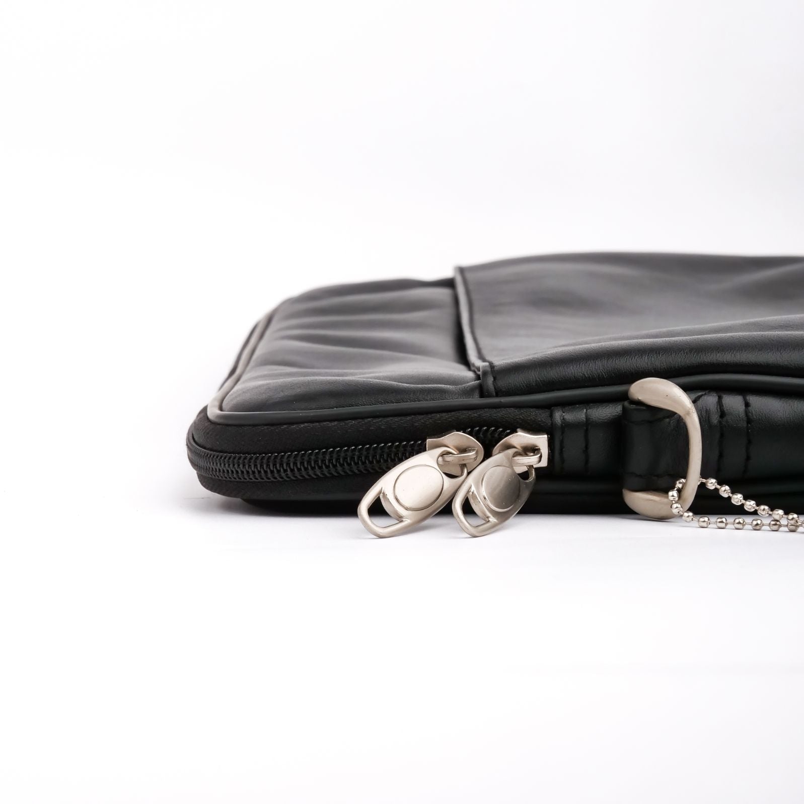 The Folio Sleek Slim Black Leather Laptop Bag