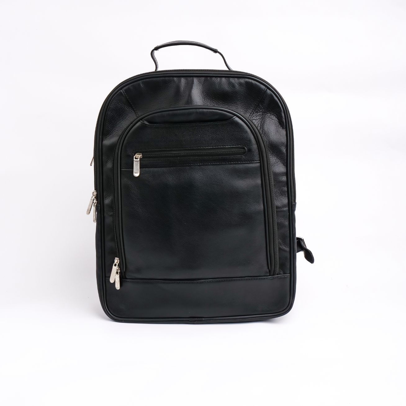 Trio Black Leather Backpack