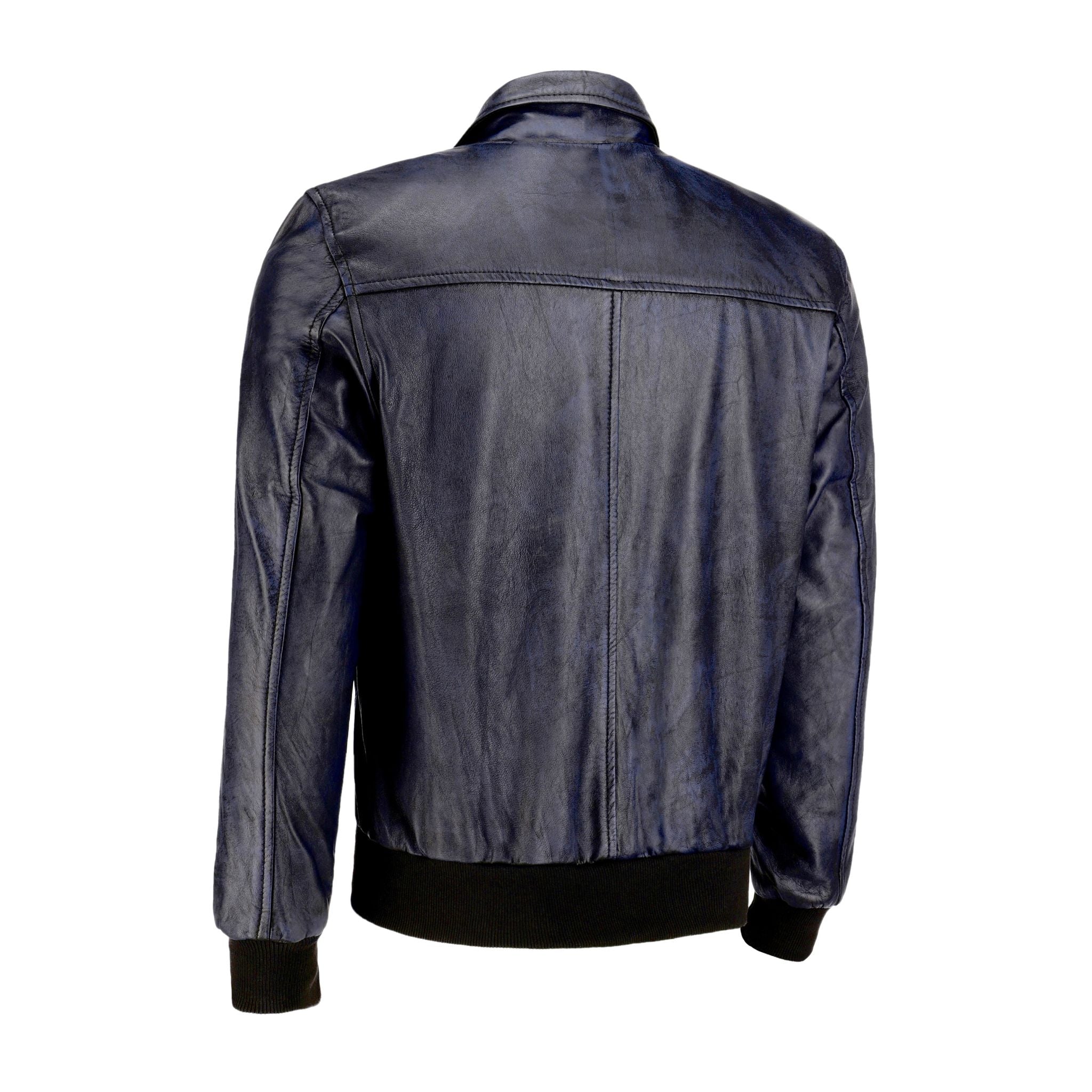 Mens Vintage Bomber Polo Black Leather Jacket