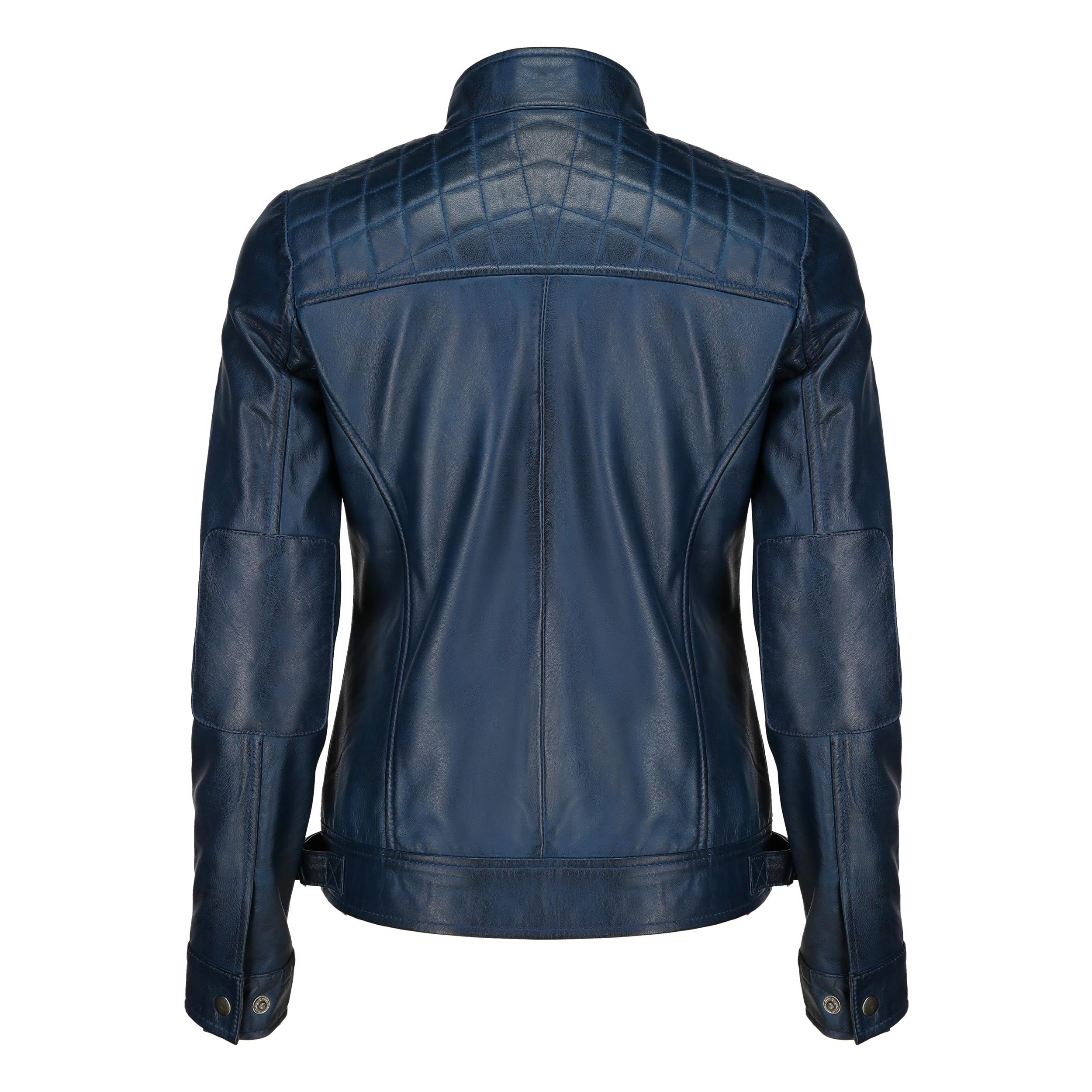 Café Racer Leather Jacket Women - Zip Up Moto Biker Style Casual Fashion Real Lambskin Women's Leather Jacket