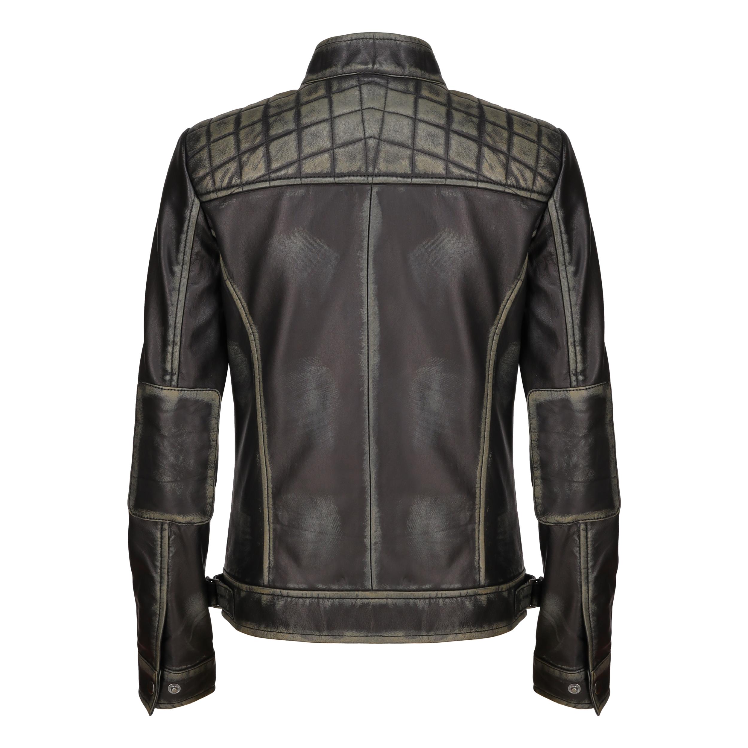 Café Racer Leather Jacket Women - Zip Up Moto Biker Style Casual Fashion Real Lambskin Women's Leather Jacket