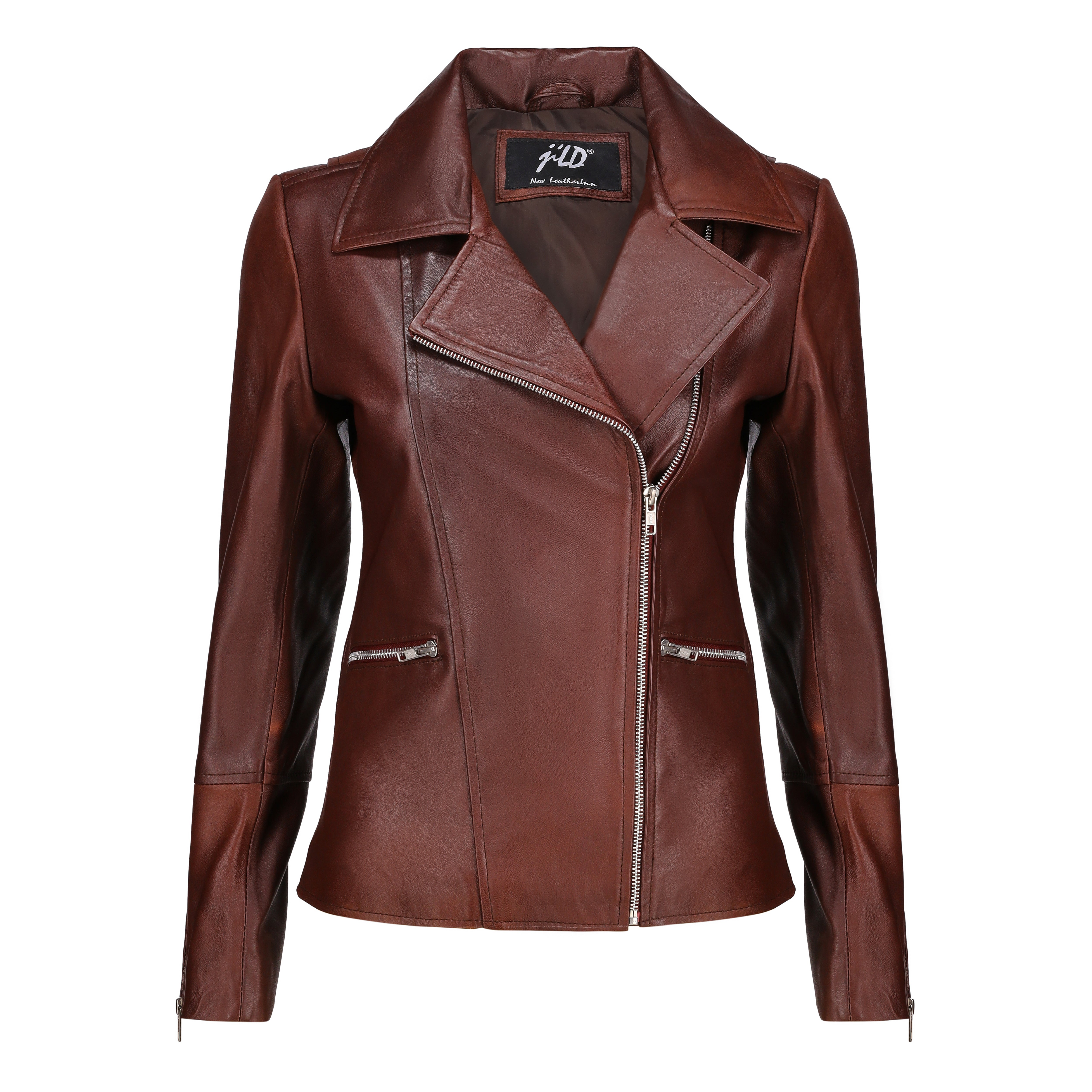 Classic White Leather Motorcycle Jacket for Women