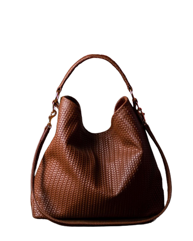 Handmade Woven Original Tan Brown Leather Bag