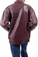 Womens Oversized Burgundy Leather Jacket