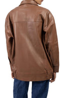 Womens Oversized Cognac Leather Jacket