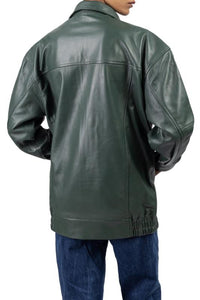 Womens Oversized Green Leather Jacket