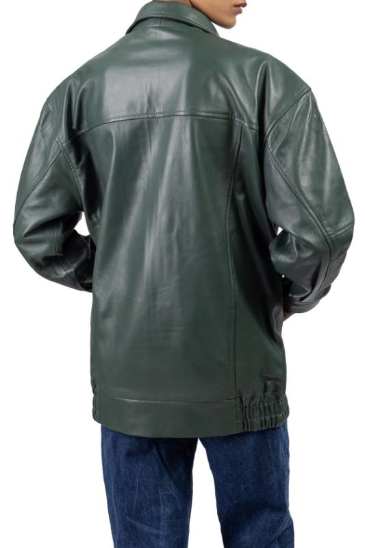 Womens Oversized Green Leather Jacket
