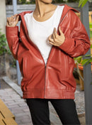 Womens Oversized Red Leather Jacket