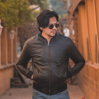 Bomber Style Mens Leather Jacket