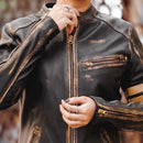 Womens Distressed Cafe Racer Vintage Brown Leather Jacket