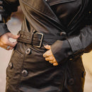 Women S Double Breasted Black Leather Trench Coat