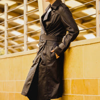 Women S Double Breasted Black Leather Trench Coat