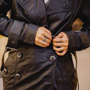 Women S Double Breasted Black Leather Trench Coat