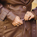 Women S Double Breasted Brown Leather Trench Coat