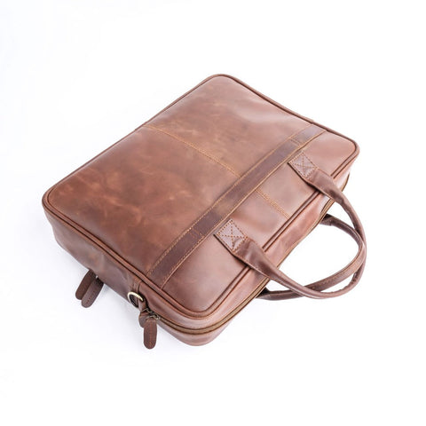 Everyday Companion Leather Laptop Bag-Tan