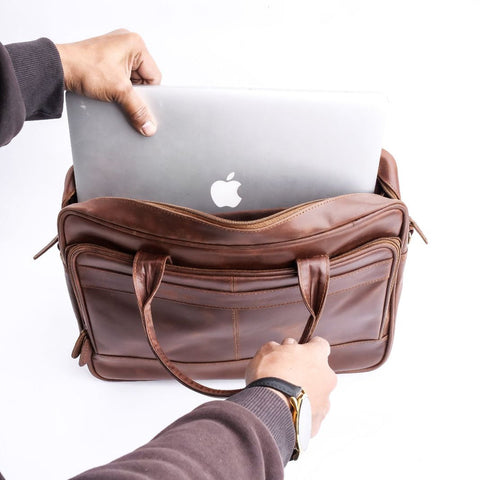 Everyday Companion Leather Laptop Bag-Tan