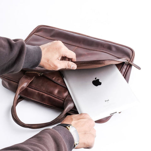 Everyday Companion Leather Laptop Bag-Vintage Midnight Brown